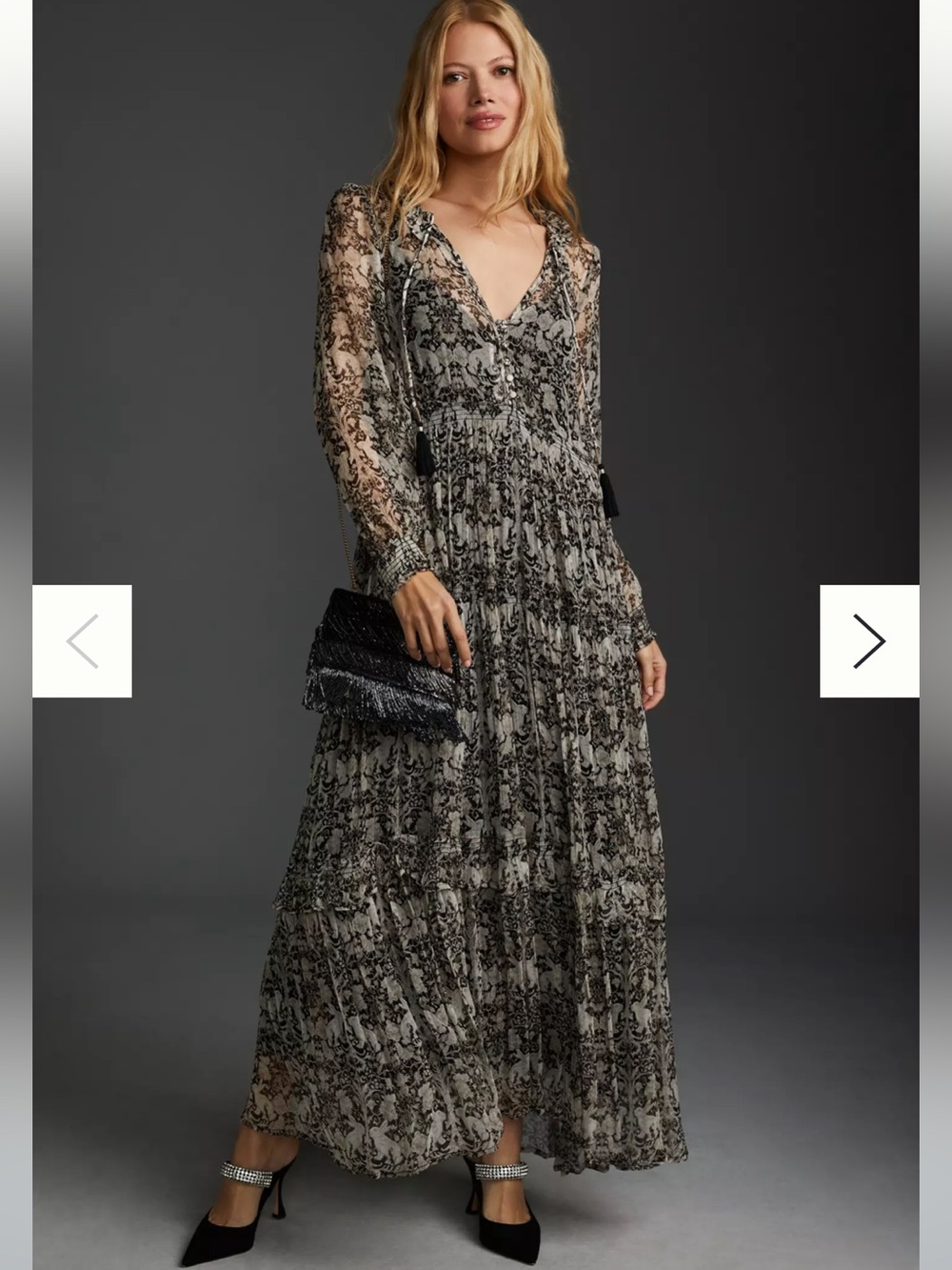 Anthropologie Marais Printed Chiffon Maxi Dress